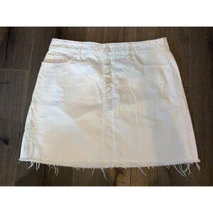 Paige Aideen Skirt Womens 32 White Button Front Denim Raw Hem Frayed Pockets